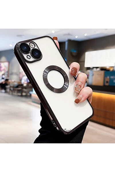 m.tk moveteck İphone 15 Kılıf Kamera Lens Korumalı Logo Gösteren Arkası Şeffaf Kenarları Renkli Titanium