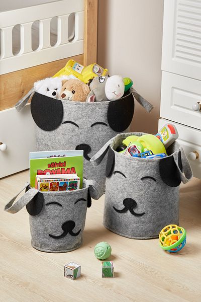 Serstil Set of 3 Dog Figure Toy Storage / Laundry Basket