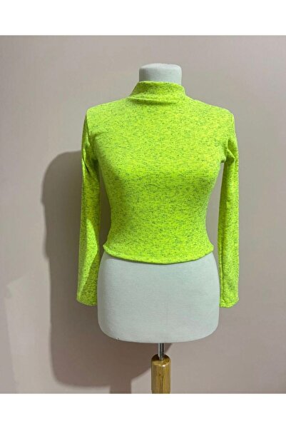 Petek Collection Neon Renk Yarım Yaka Uzun Kol Triko Bluz, yeniyıl yılbaşı he...