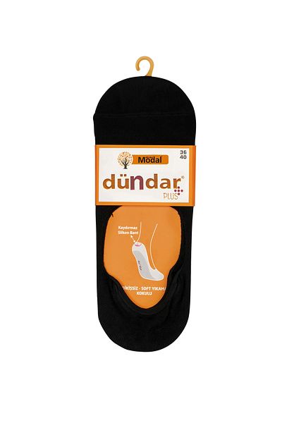 Dündar Unisex Μαύρες κάλτσες μπαλαρίνας 6 τεμαχίων Modal Silicone