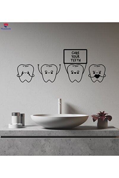 Modatools Dekoratif Duvar Sticker Karikatür Çocuk Diş Hekimliği Diş Alıntı Di...