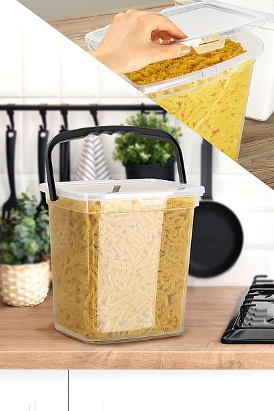 Meleni Home 2-Piece Mega Size Flour Pulses Storage Container - Detergent Container - Food Storage Box 6 Lt Transparent