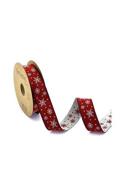 FANTASTIC KURDELE SNOWFLAKE / CHRISTMAS PATTERN WOVEN RIBBON (22mm WIDTH - 10m LENGTH)