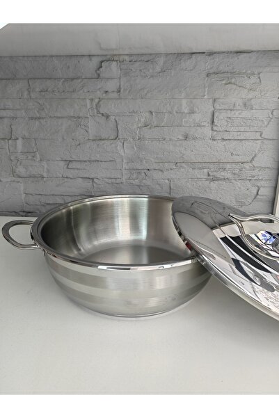 ALANYA HOME DECOR Large size Steel luxury pot with steel lid 30x10 cm 7,10 lt Large size Steel pot with steel lid