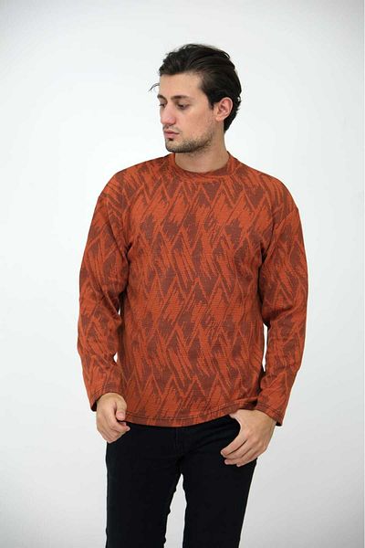 FREZZBİ Jacquard Long Sleeve Crew Neck T-shirt Sweatshirt