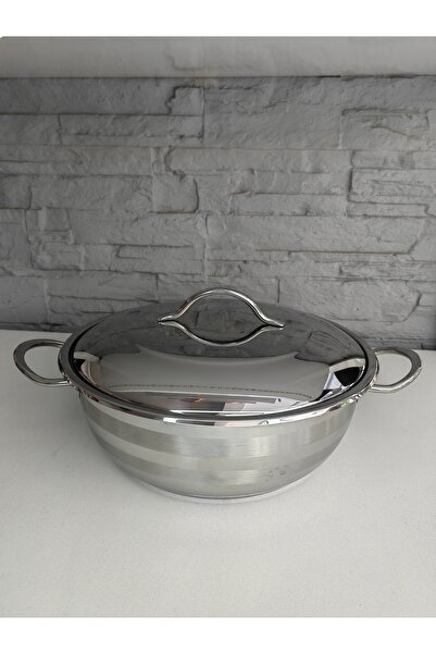 ALANYA HOME DECOR Large size Steel luxury pot with steel lid 30x10 cm 7,10 lt Large size Steel pot with steel lid
