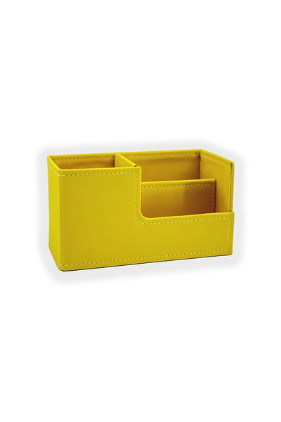 inn design Кожен органайзер за химикалки Beyoğlu Series, пастелно жълт, 11x20x9.5 см
