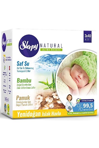 Sleepy Islak Havlu Mendil Yenidoğan Naturel Bambu 18 Li Set 720 Yaprak