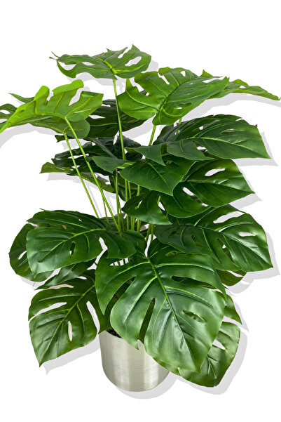 Cihan Çiçekçilik DEVETABANI (MONSTERA) 85 CM YAPAY AĞAÇ 24 DAL 25X25 GALVANİZ SAKSI