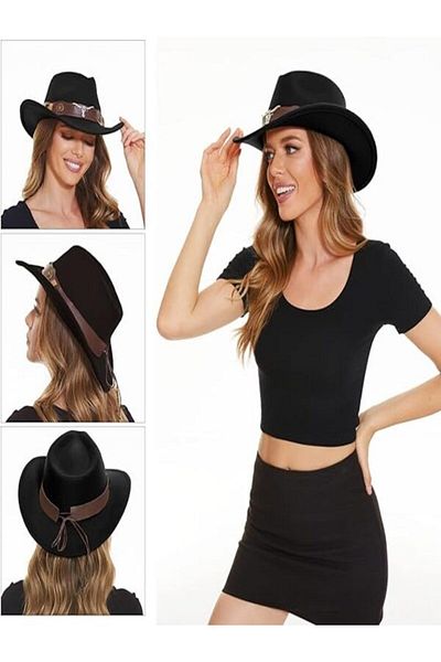 Shopiolog Unisex Cowboy Fedora Hat