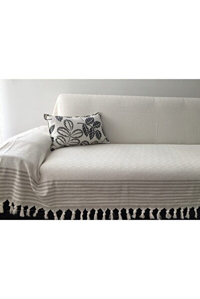 Mutlu Çeyiz Diamond Cotton Knitted Sofa Sofa Bed Cover Multi-Purpose 180x300 Cm Cream Seat Cover