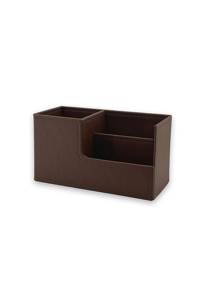 inn design Кожен органайзер за химикалки Beyoğlu Series, текстуриран кафяв 11x20x9.5 см