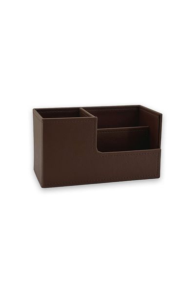 inn design Кожен органайзер за химикалки Beyoğlu Series, текстуриран кафяв 11x20x9.5 см