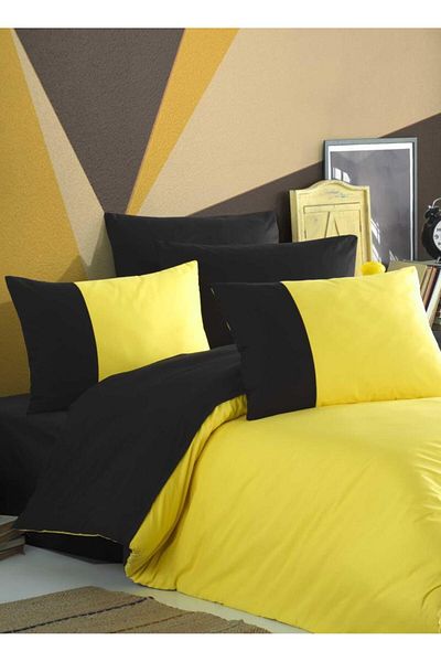 Hobby Poplin Diamond Duvet Cover - Double, Yellow Black