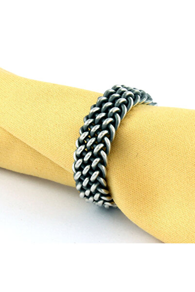 OltutaşıMarket Erkek Tamamen El Yapımı Hasır Örgü 925 Ayar Gümüş Yüzük Alyans Söz Nişan Yüzüğü