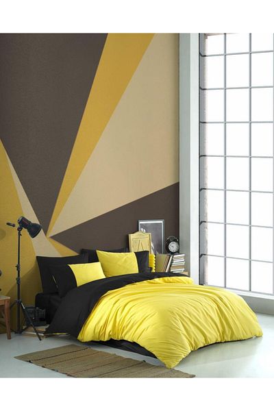 Hobby Poplin Diamond Duvet Cover - Double, Yellow Black