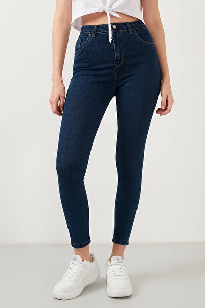 JILLY Tamnoplave uske pantalone Oblikuje figuru Uske farmerke s Sa likrom