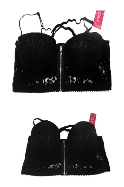 Miorre Yarım Dolgulu Fermuarlı Dantelli Büstiyer