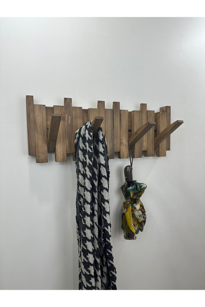 O&A WOOD Doğal Ahşap Vestiyer Ahşap Askılık Piano Askılık 8li