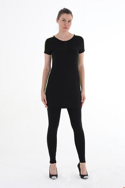 Balizza BLZ-SIDE STRIPED COLLAR ZIPPERED ARMLESS TUNIC BLUZ