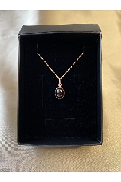 Venüs Doğal Taş Lal Taşı (GARNET) Minimal Rose Gold Kolye