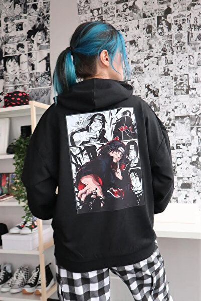 Gofeel سويت شيرت Harajuku Y2k Akatsuki Anime بتفاصيل كبيرة الحجم بغطاء للرأس ...