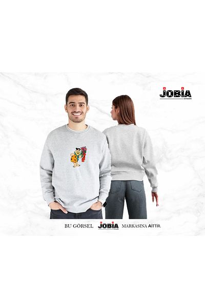 Jobia Outdoors Γυναικείες άντρες Fred Flintstone and Wilma Printed Lover Συνδυασμός με λαιμόκοψη 3 κλωστών Raster 2 τεμαχίων