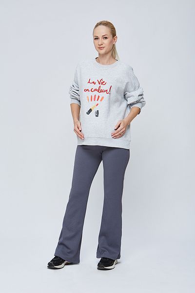 Motherway Ribbed Flare Leg Maternity Pants