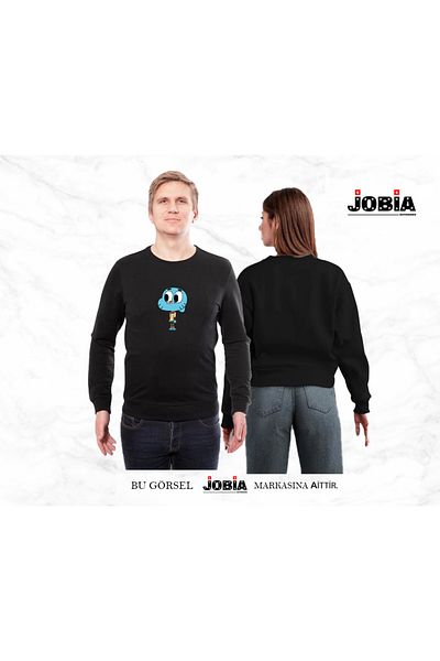Jobia Outdoors Γυναικείες άντρες Gumball Darwin Printed Lover Combination Crew Neck 3 Thread Raster Σετ 2 τεμαχίων