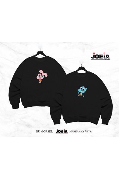 Jobia Outdoors Комплект от 2 части с принт Gumball Anais за жени и мъже, комбиниран с нулева яка от 3 прежди и повдигнати елементи