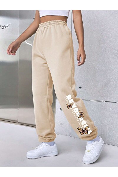 Adrift Trening cu imprimeu litere, talie elastică, pentru 4 sezoane