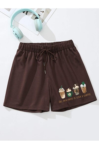 Adrift Beverage & Slogan Graphic Drawstring Waist Shorts