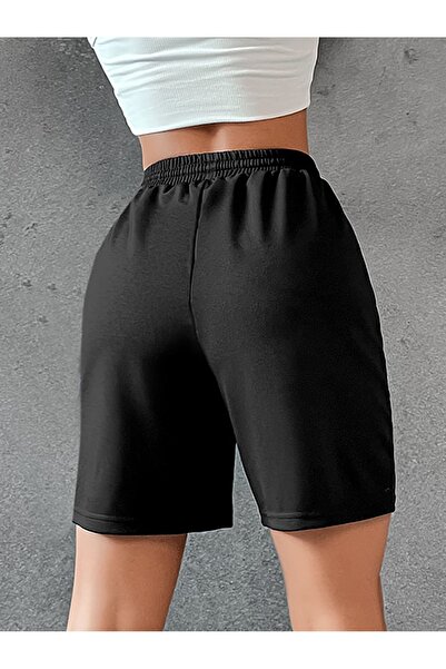 Adrift Letter Graphic Drawstring Waist Şort