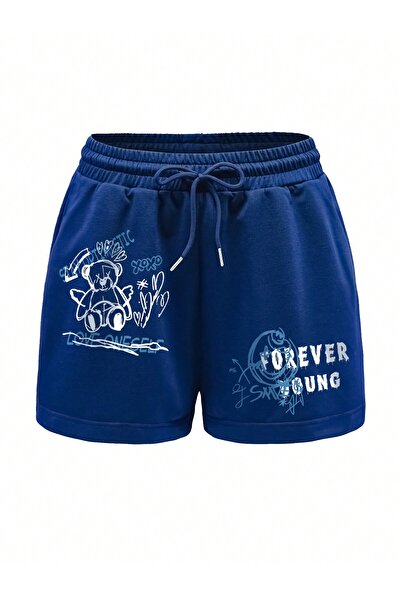 Adrift Coolane Cartoon & Letter Graphic Drawstring Waist Shorts