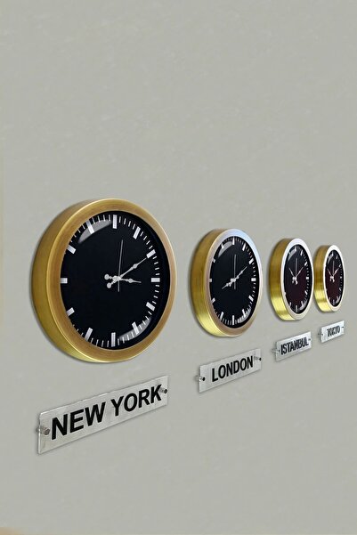 Genel Markalar 36 cm Eskitme Çerçeveli Dünya Başkentleri Tabelalı 4'lü Set Tu...