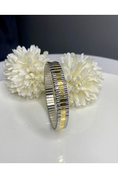 JustGAF Gold And Silver Two-Color Italian Brand Flexible Model Spring Steel Bracelet