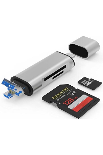 Genel Markalar 4858 Type C Usb Kart Okuyucu Micro Sd Card Reader Çevirici Dönüştürücü Adaptör