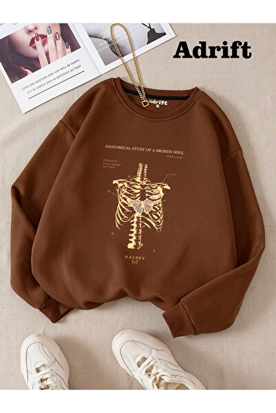 Adrift تصميم عصري على شكل قلب من Rib Heart Street Harajuku/Gothic Brown