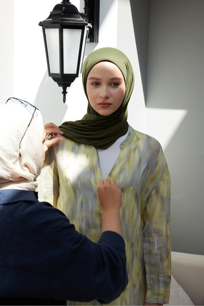 Şalland темно-зелений колір трикотажний шаль