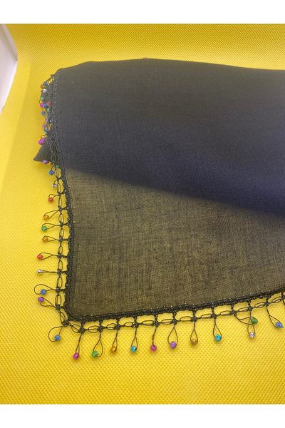 ELGALA Writing Headscarf Beaded Crochet Embroidery Scarf Hand Embroidered 90X90 cm