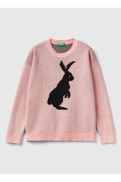 Benetton سويت شيرت وردي للأولاد - 1094Q104I