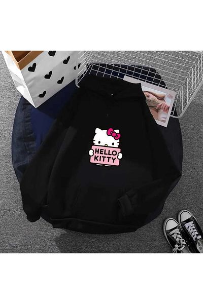 Gofeel Hello Detailed Harajuku Y2K Oversize Hooded Tech Sweatshirt
