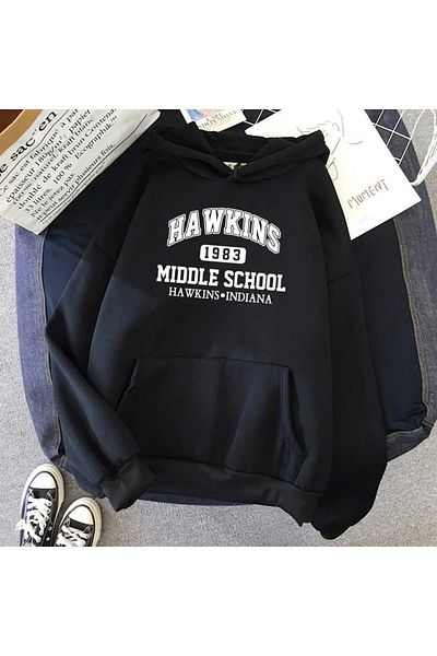 Gofeel Harajuku Y2K Hawkins Detailed - Oversize Hooded Tech Aesthetic Sweatshirt