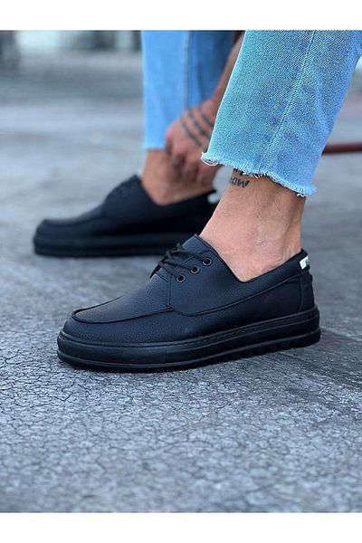Joy Man J506 Pantof casual pentru bărbați, cu talpă ortopedică, cu șireturi, ST negru