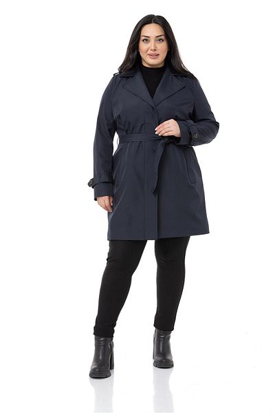 DISENTIS MODEST Large Size Fleto Pocket Hidden Button Epaulettes Lined Dark Navy Blue Trench Coat