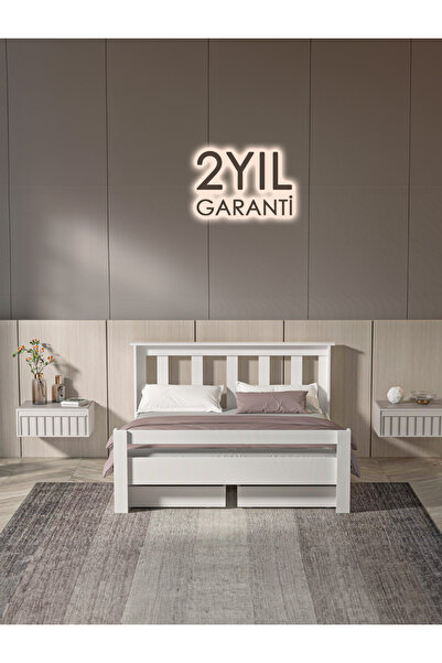 Sadık Kılıç Çift Kişilik 160x200 Yatak Uyumlu Beyaz Mdf Çekmeceli? Karyola