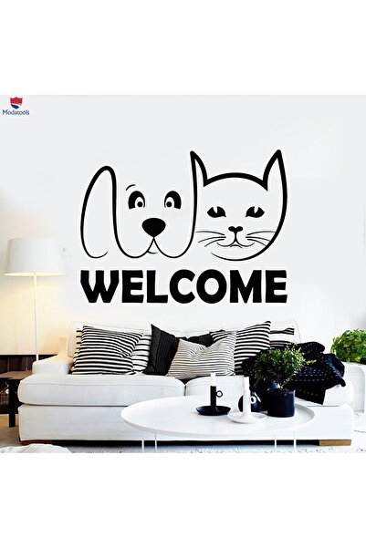 Modatools Cam Dekorasyon Duvar Sticker Karşılama Pet Shop Kedi Köpek Tımar Ha...