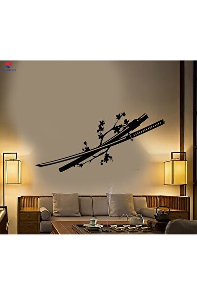 Modatools Oturma Odası, Yatak Odası Duvar Sticker Asya Japon Katana Kılıç Sak...