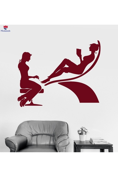 Modatools Otel Dekorasyonu Duvar Sticker Tırnak Spa Salonu Pedikür Kadın Çıka...