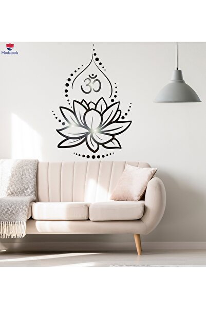 Modatools Lotus Çiçeği Yoga Hinduizm Hindu Om Meditasyon Sembolü Duvar çıkart...
